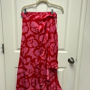 Red and Pink Floral Beach Skirt